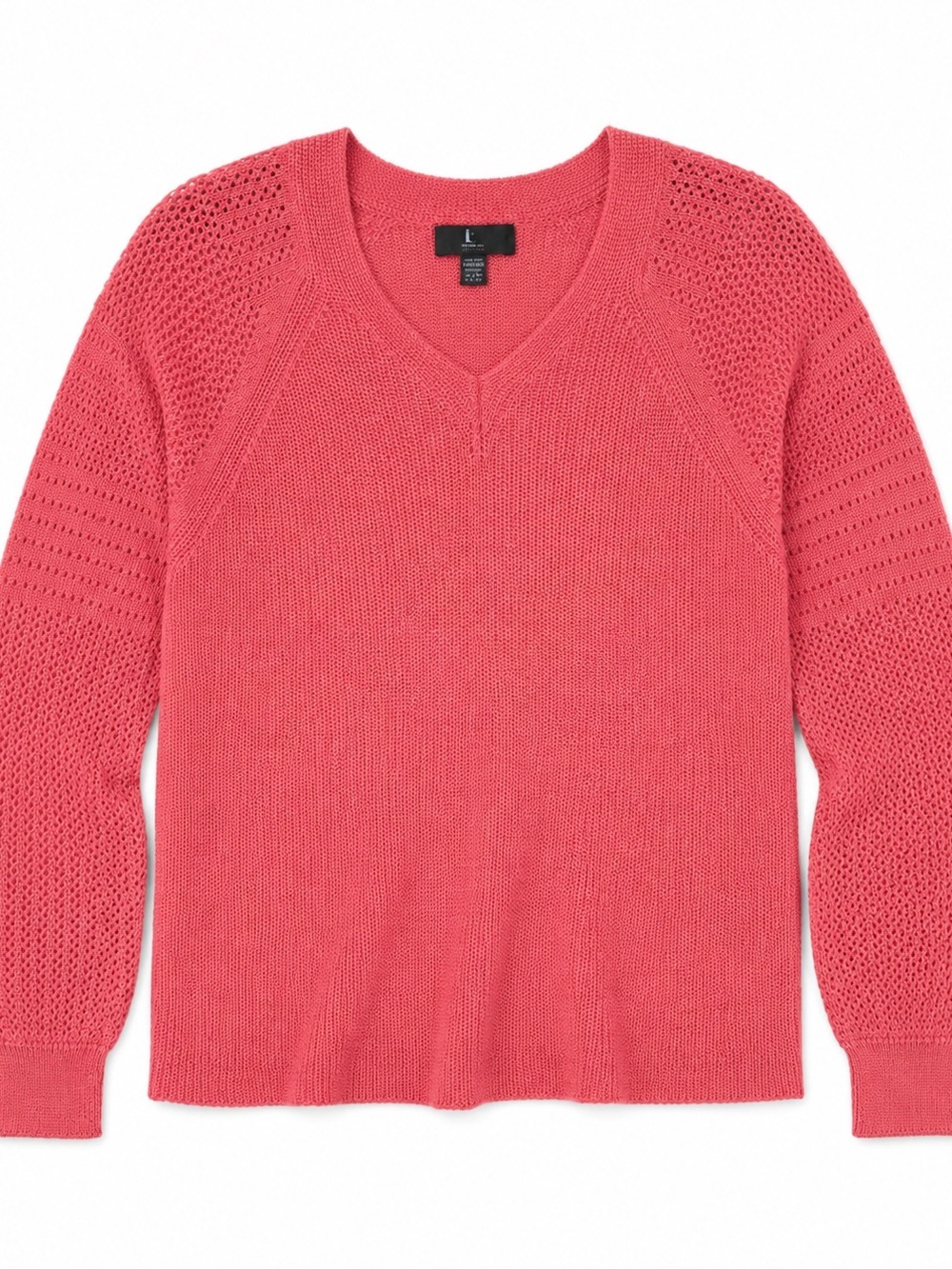 Summer Knit Coral V-Neck Sweater - S - Picture 3 of 5